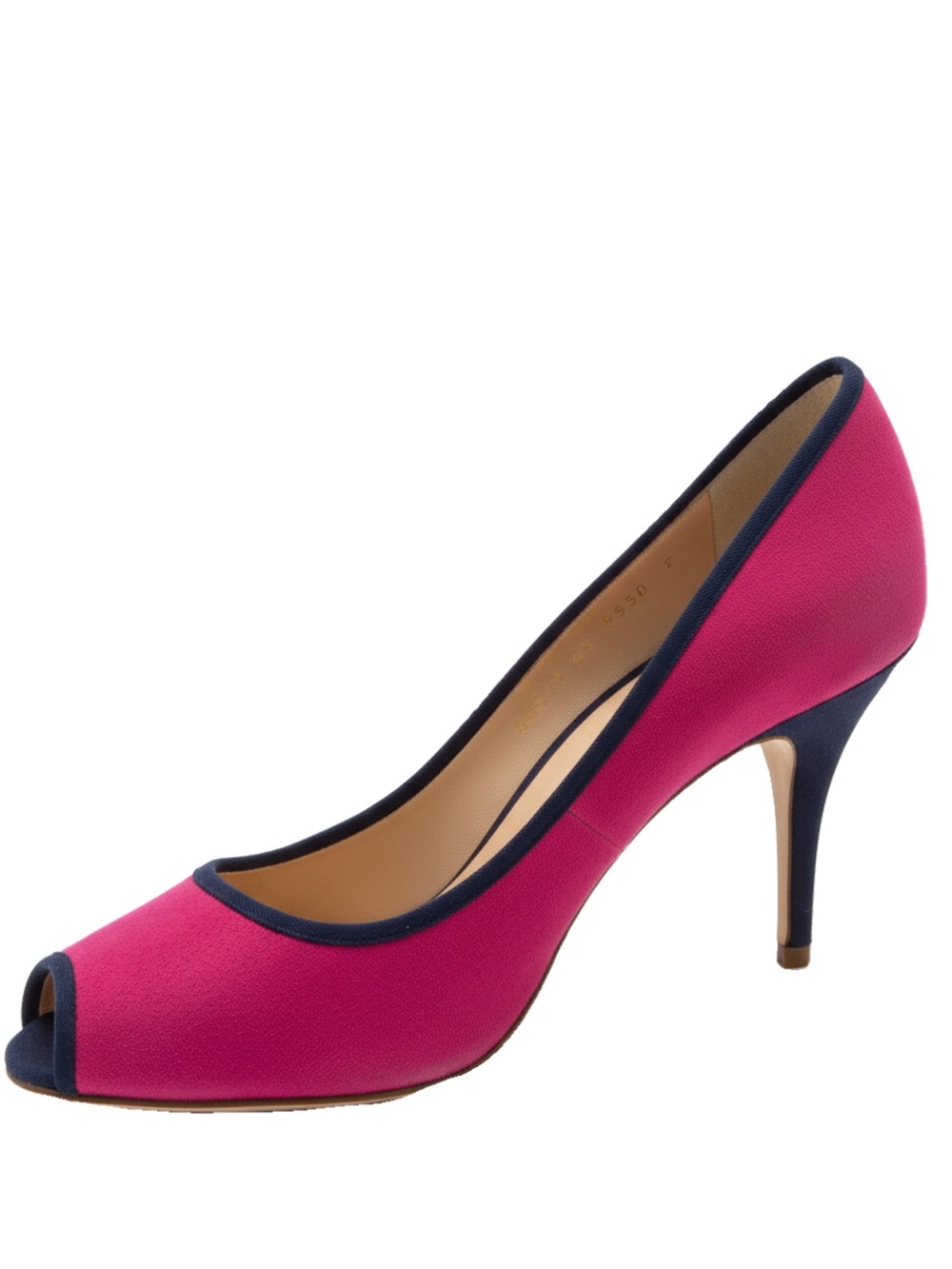 🛍️ Giuseppe Zanotti Fuchsia/Navy Satin Peep-Toe Heels.  Authentic.